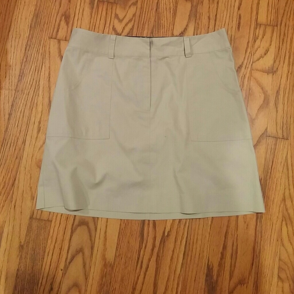 Liquid Khaki Mini Skirt with Camo Lined Waistband